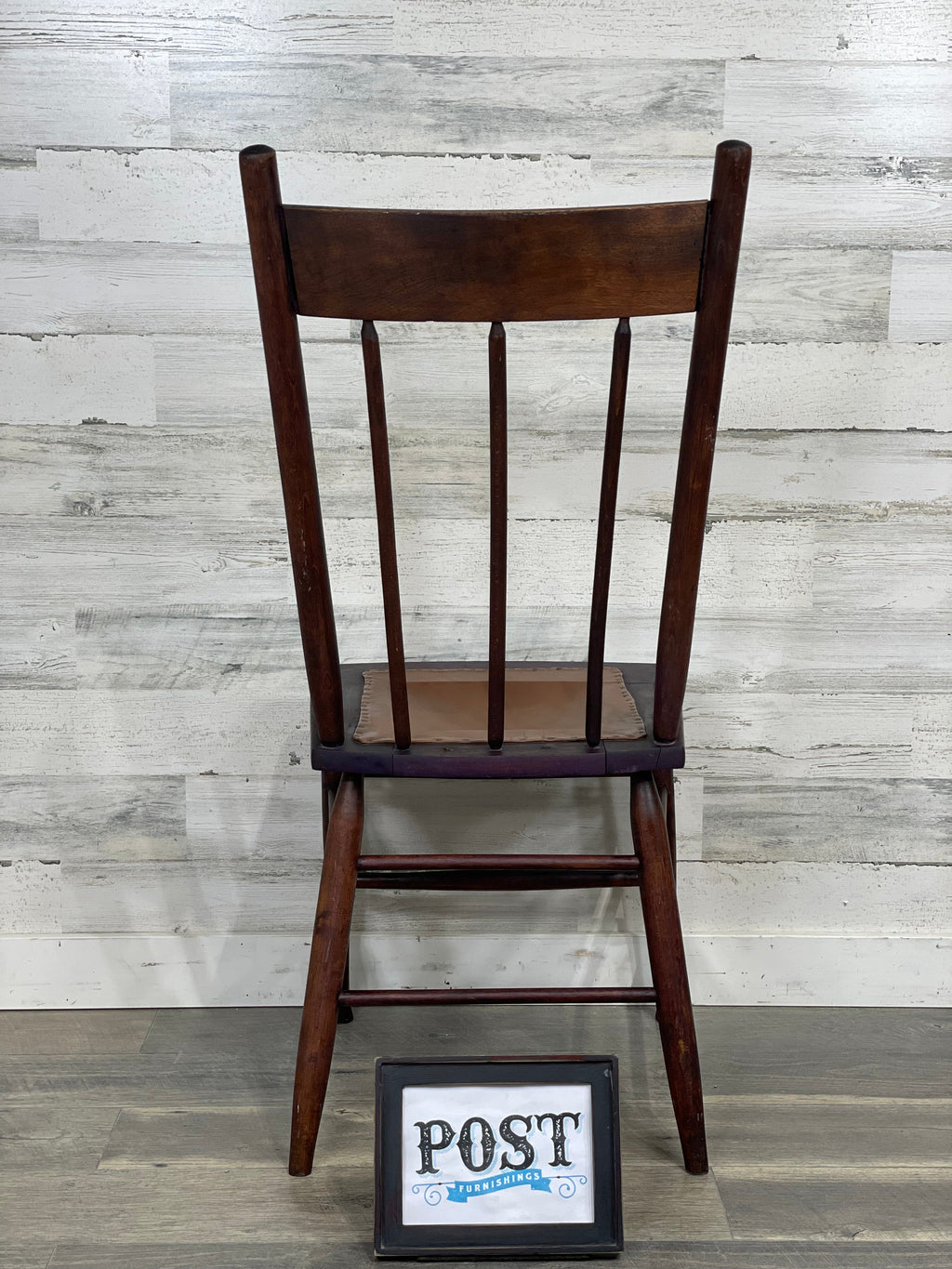 Antique Wood Chair Leather Seat